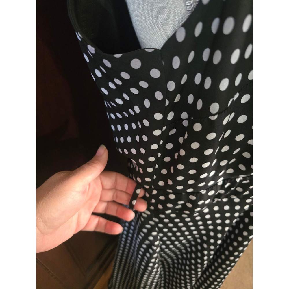 City Chic Womens Black White Polka Dot Ruffle Collared Midi Dress Size 16 Plus - Picture 6 of 10